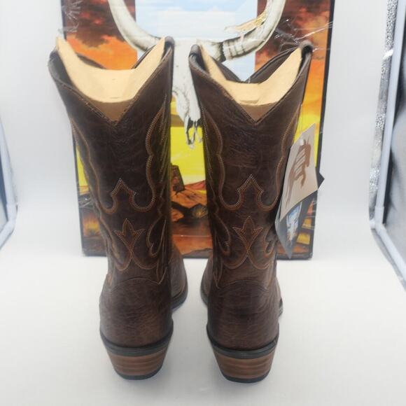 NEW ABILENE Men's 6404 12" Western Boot Antiqued Brown Bison Size 11.5 EE Wide - Picture 8 of 12
